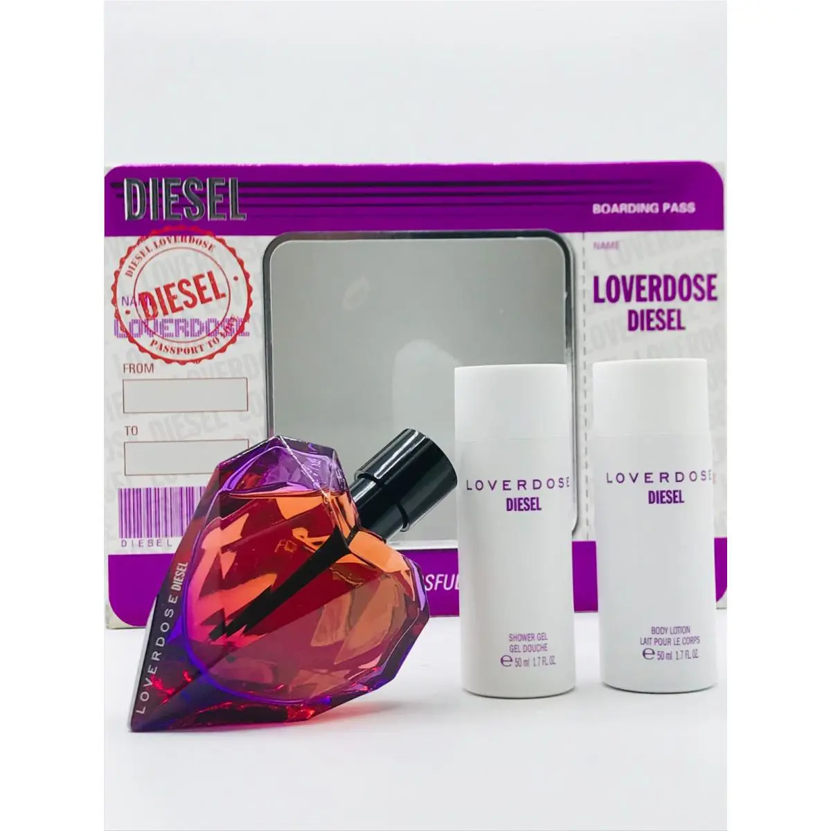 Diesel Loverdose Women 3pc Set Parfum Spray 1.7 oz Body Lotion and Shower Gel