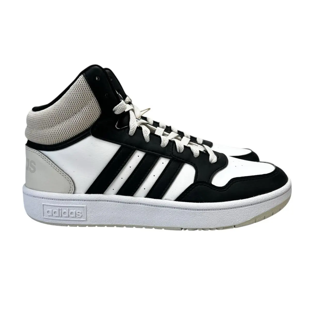 Adidas Hoops 3.0 Mid K Orbit Grey Core Black White Shoes IH7893 Youth Boy`s Sz 6 - White