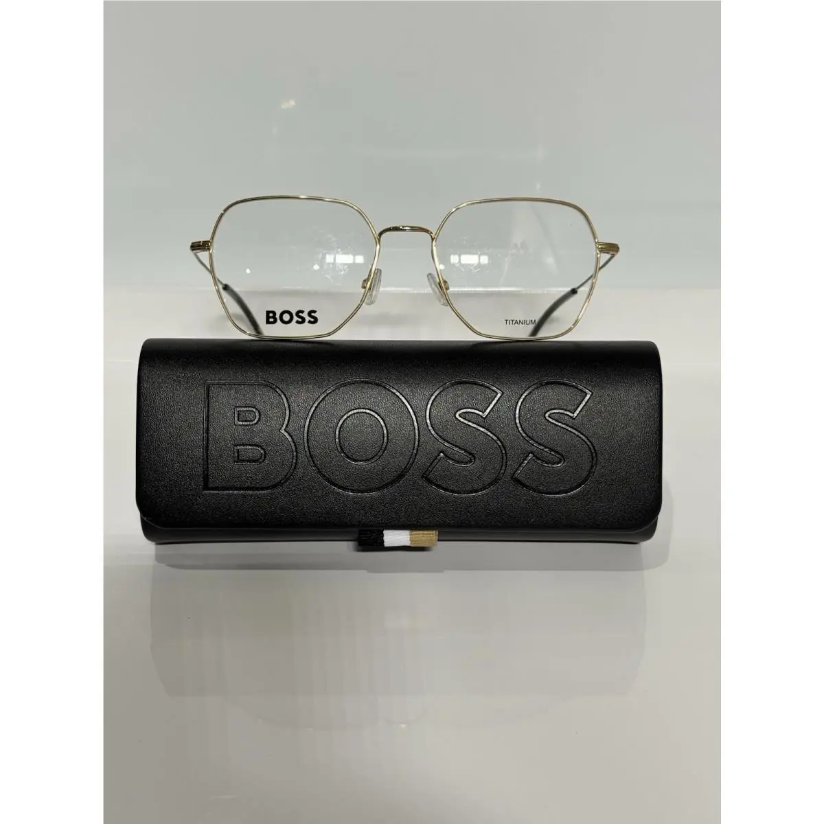 Hugo Boss 1534 Rhl Shiny Gold Metal Titanium Unisex Eyeglasses 53mm