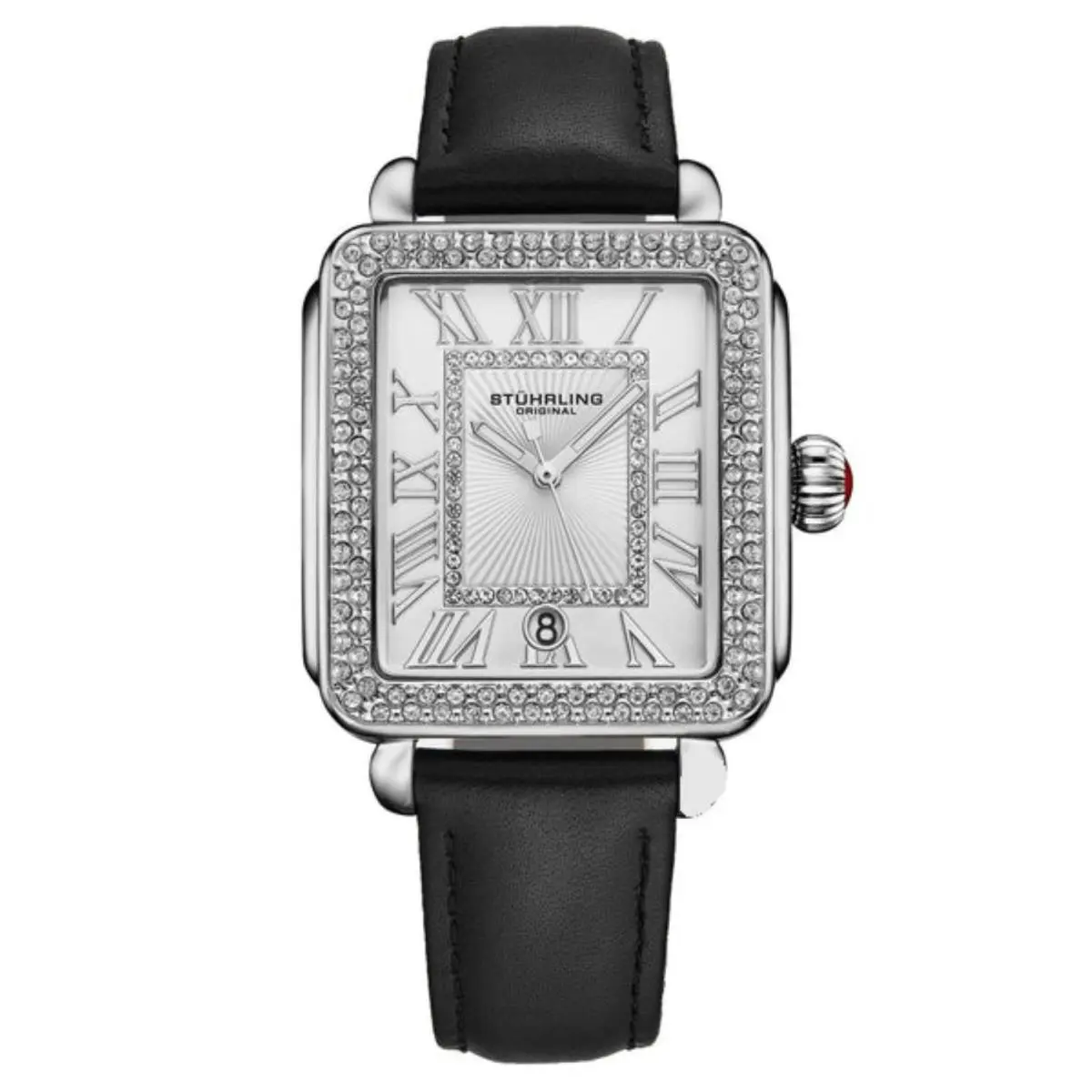 Stuhrling 4060L 1 Quartz Classic Date Black Leather Womens Watch