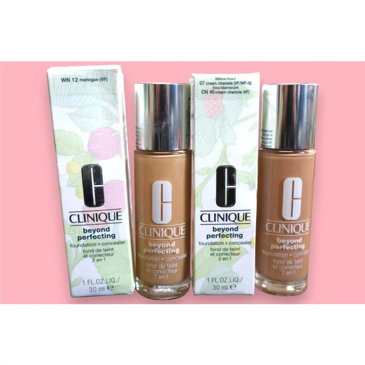 Clinique Beyond Perfecting Foundation + Concealer Lot of 2 - Meringue/cream Cham