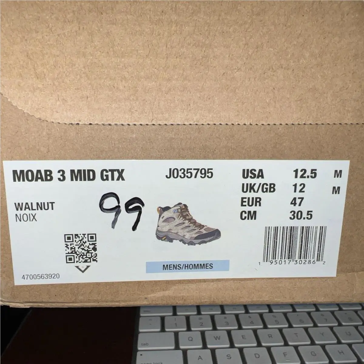 Merrell shoes - Moab 3 Mid GORE-TEX - Moab Mid - J035795 - Walnut, Brown (UPC: 0195017302862) 0