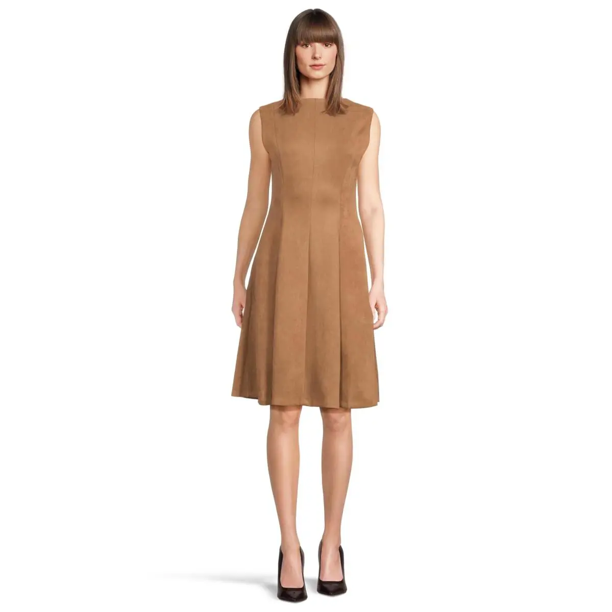 Woman`s Dresses Calvin Klein Sleeveless Zipper Suede Aline
