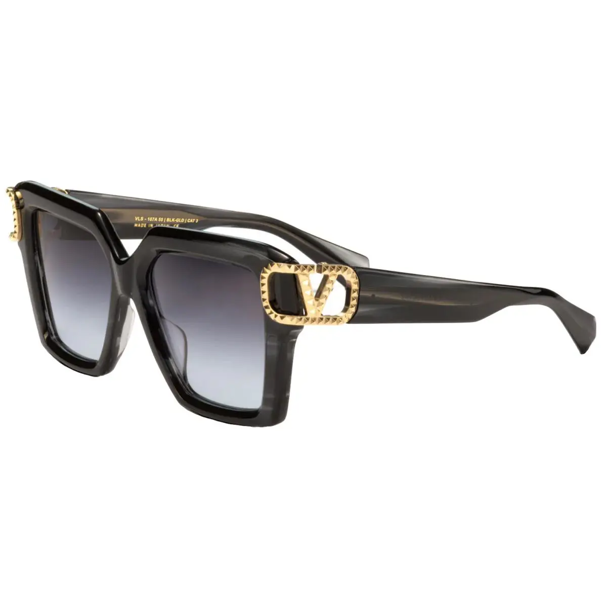 Valentino V-uno Women`s Blk Swirl Oversized Square Sunglasses VLS-107A-55 Japan - Frame: Black Swirl, Lens: Gray