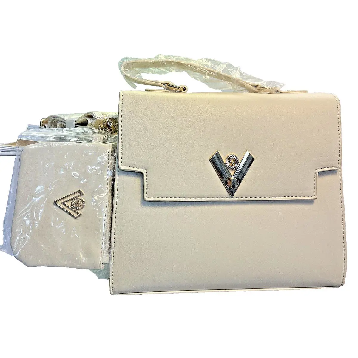 Valentino Orlandi Shoulder Bag w Wallet Woman Bone Handle + Crossbody Footed