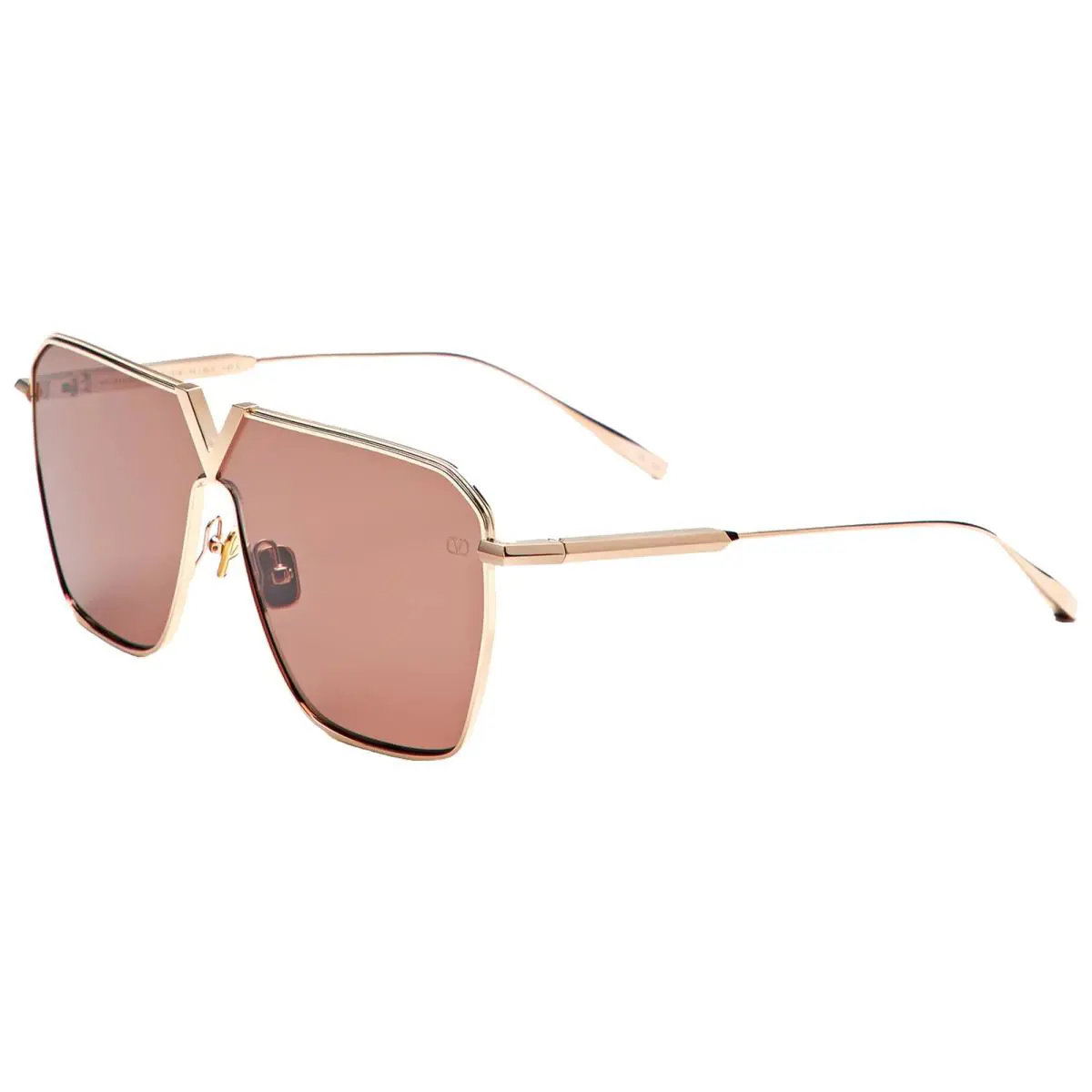 Valentino V-goldshield Titanium Navigator Sunglasses - VLS-137B-134 - Japan - Frame: Rose Gold-Tone, Lens: Brown