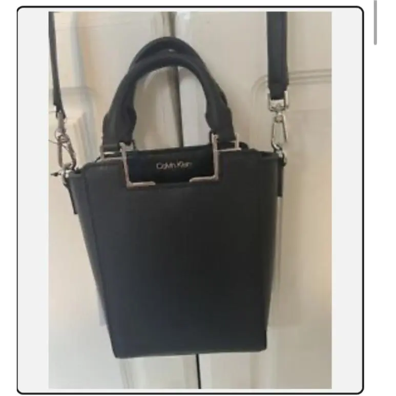 Calvin Klein Statement Series Black Leather Mini Bucket Crossbody Bag Purse Tote