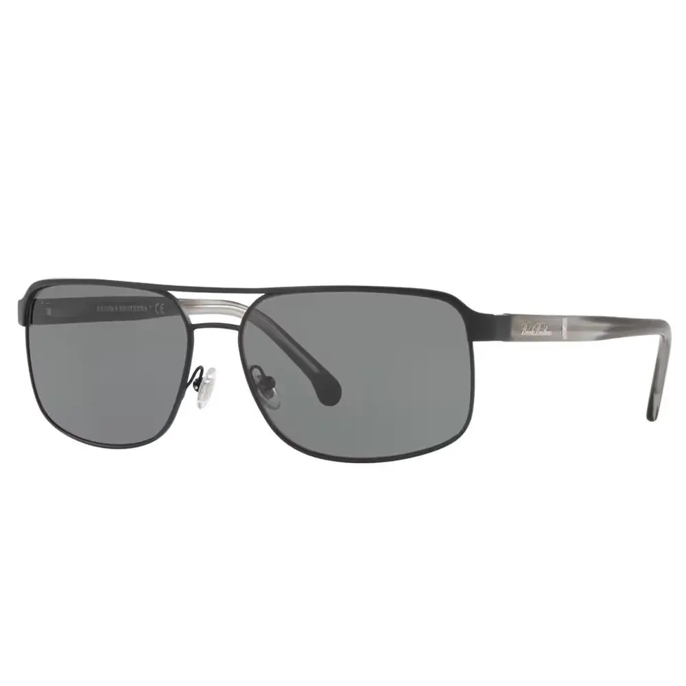 BB 4040S 167487 Black Metal Pilot Sunglasses Grey Lens by Brooks Brothers