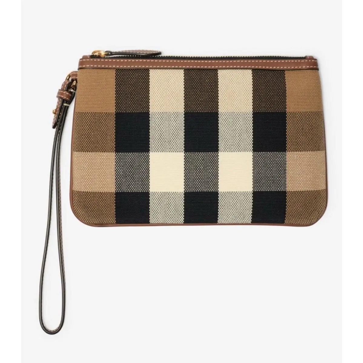 Burberry Peyton Toupe Brown IP Check Leather/canvas Clutch 80840481