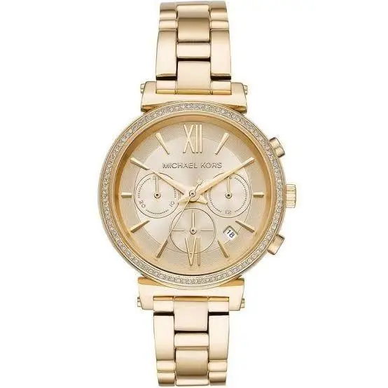 Michael Kors Sofie Chronograph Crystal Gold Dial Ladies Watch MK6559 - Dial: Gold, Band: Gold, Bezel: Gold