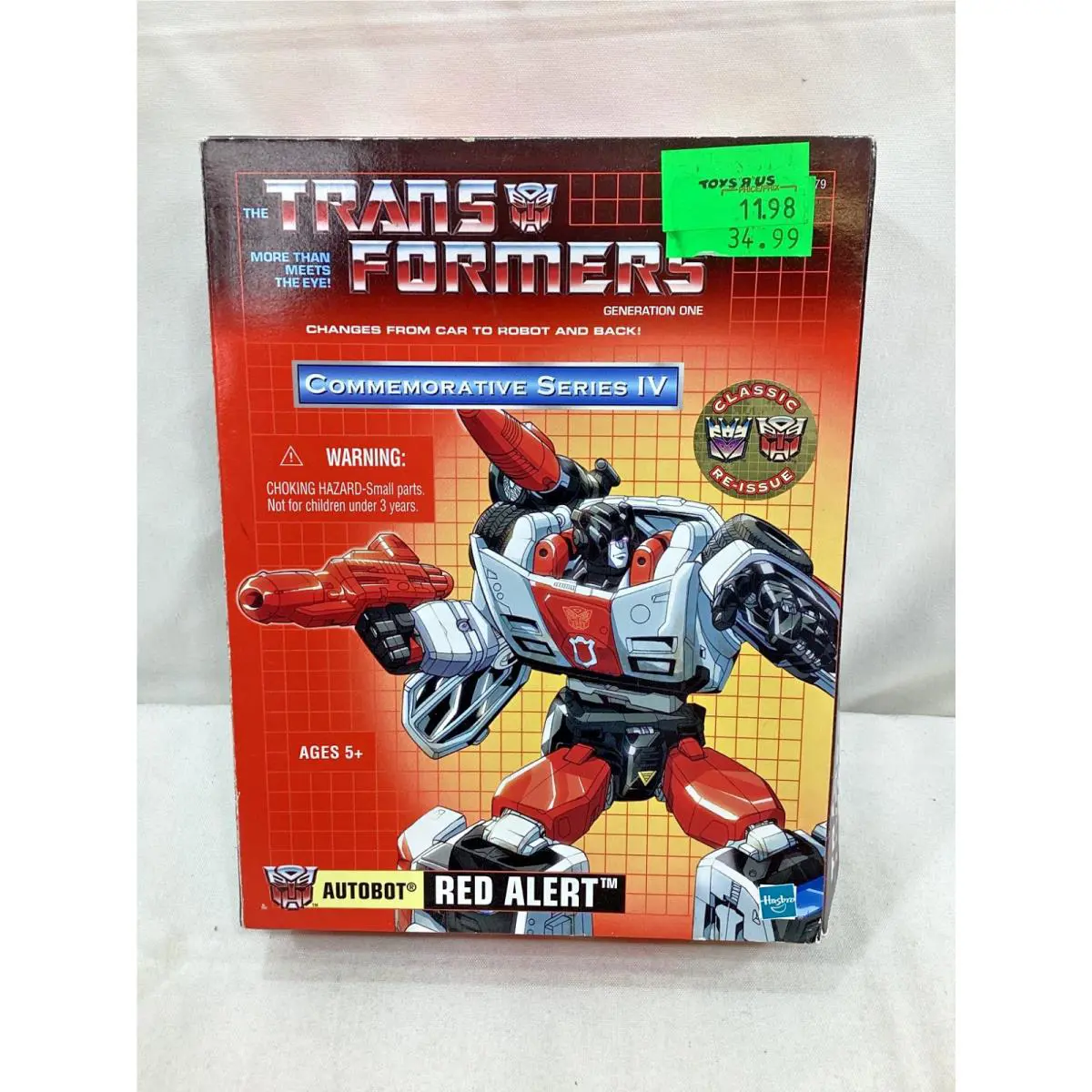 2002 G1 Transformers Commemorative Red Alert Figure Toys R US Reissue Tru