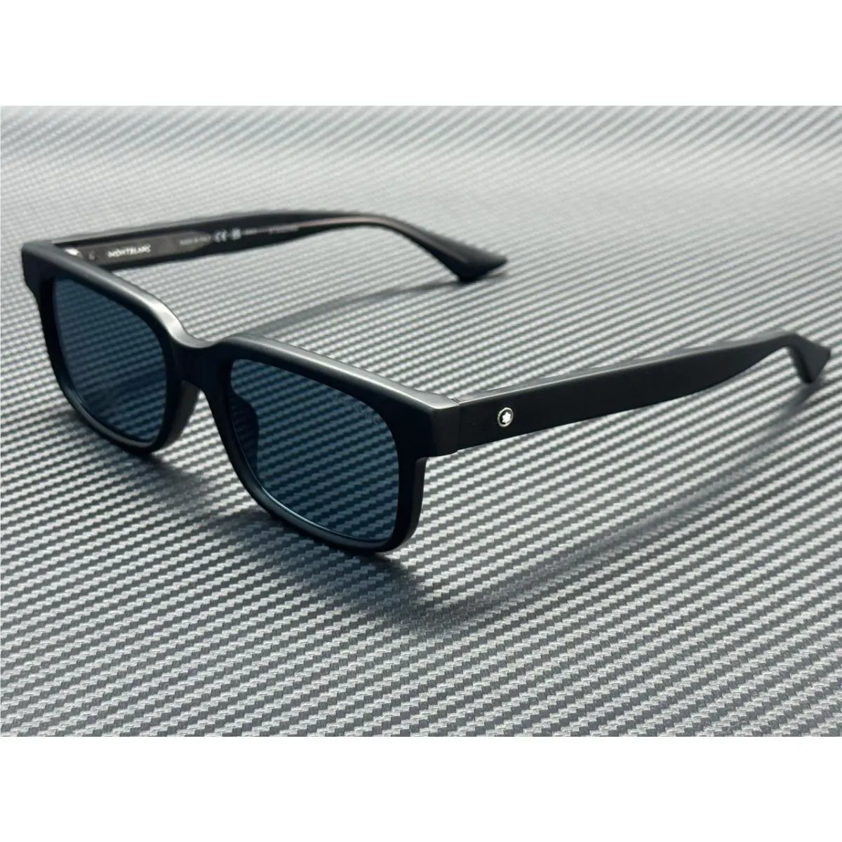 Montblanc Mont Blanc MB0383S 003 Matte Black Blue Men`s Large 54 mm Sunglasses