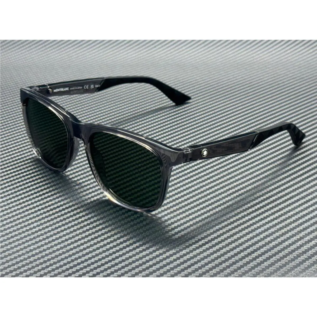 Montblanc Mont Blanc MB0400S 003 Grey Transparent Green Men`s Extra Large 55 mm Sunglasses