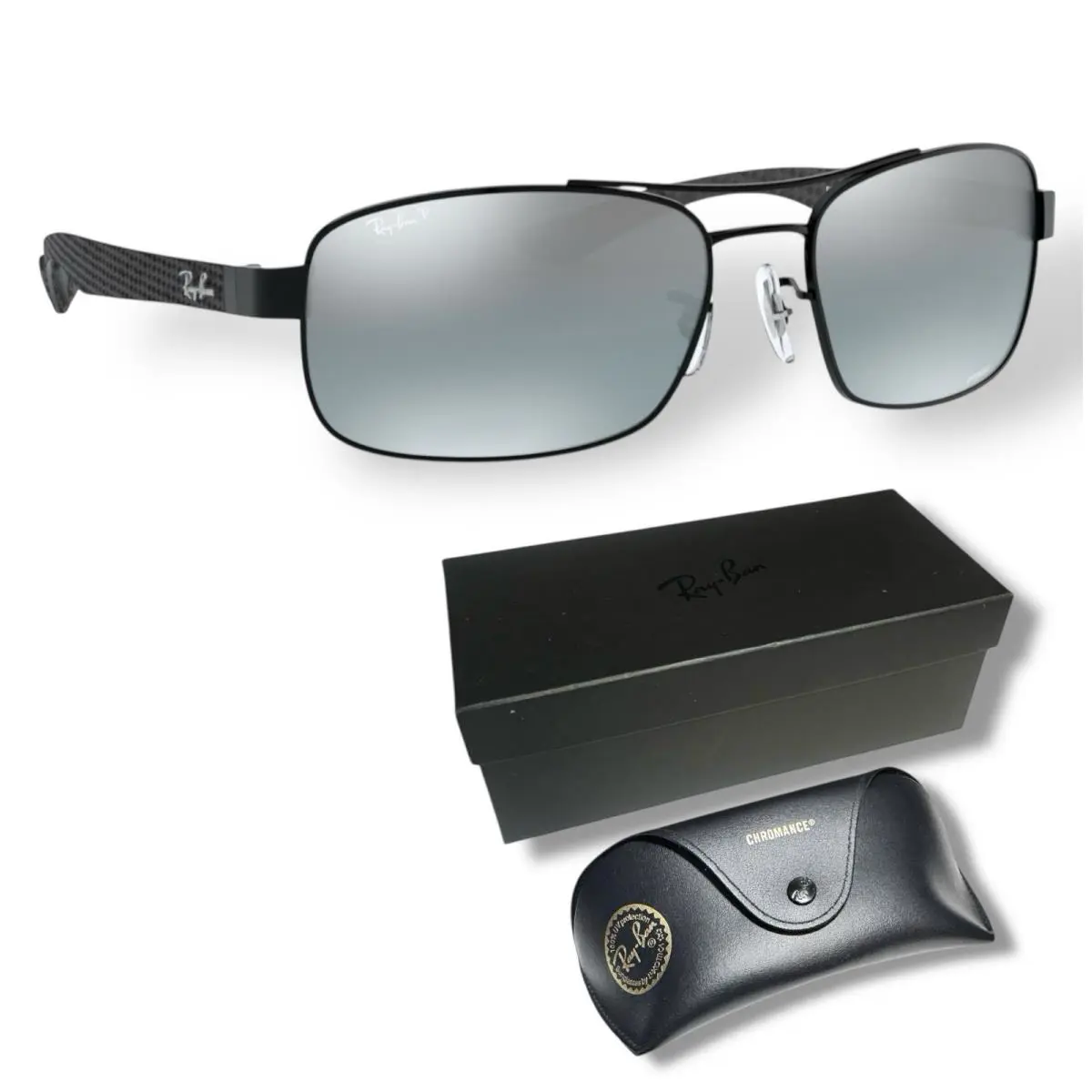 Ray Ban RB8318 002/5L Chromance Polarized Black Gray Mirror Sunglasses 62mm Rare