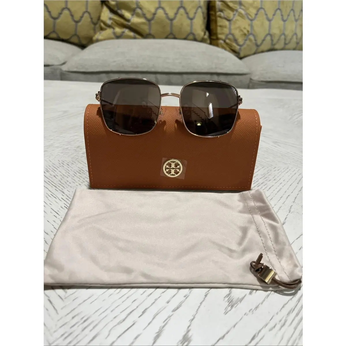 Tory Burch Eleanore Rose Gold/light Purple Rectangle Sunglasses