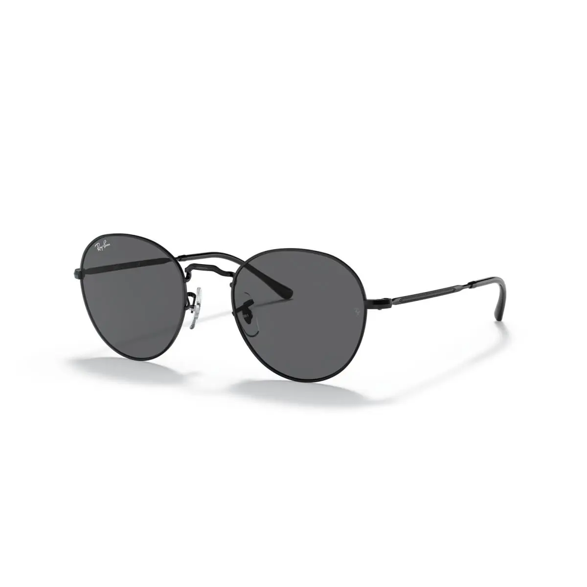 Ray-ban Round Metal Black with Dark Lenses Sleek Vintage Sunglasses - Polished Black, Frame: Polished Black, Lens: Grey