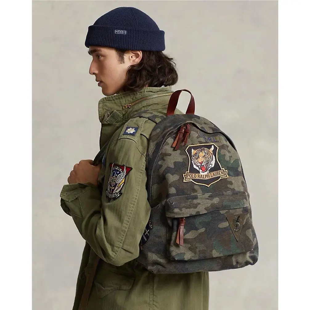 Polo Ralph Lauren Men’s Iconic Tiger Patch Camo Canvas Backpack Daypack