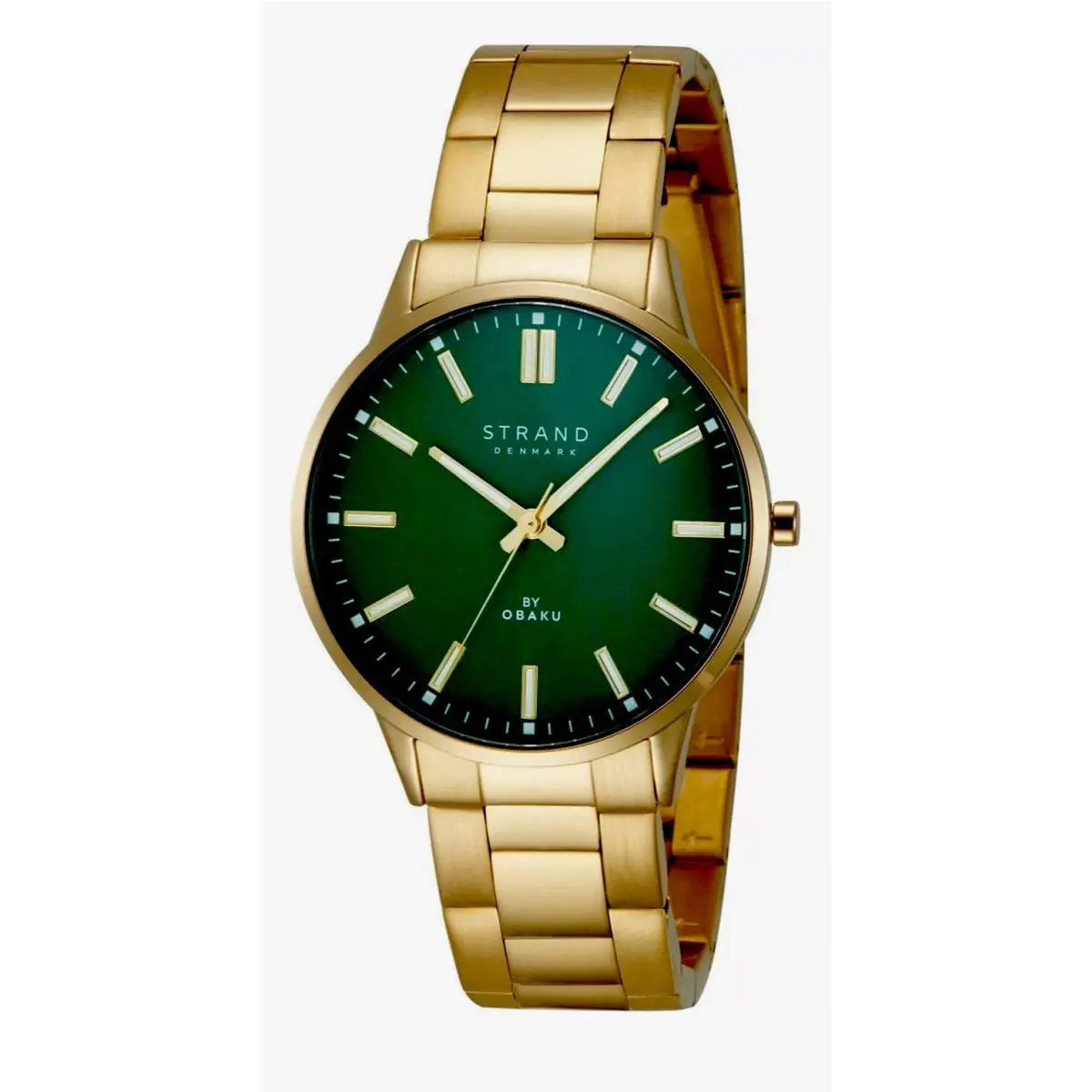 Strand  Men`s Green Dial Gold Tone Watch S747GXGESG - 42 mm Case by Obaku