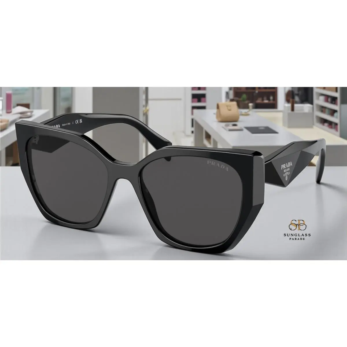 Prada PR 19ZSF 1AB5S0 Black Dark Grey 56 mm Women`s Sunglasses