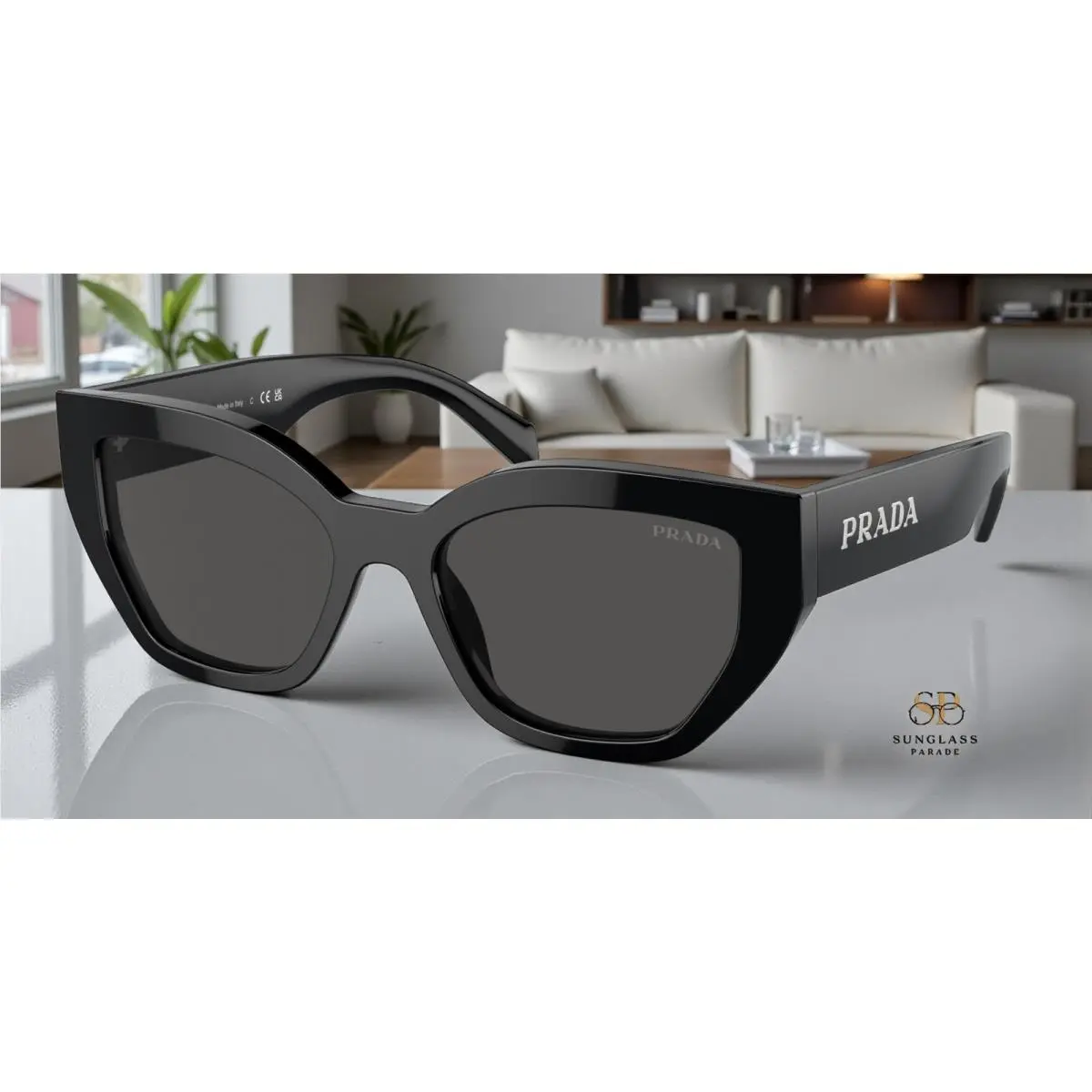 Prada PR A09SF 1AB5S0 Black Dark Grey 55 mm Women`s Sunglasses