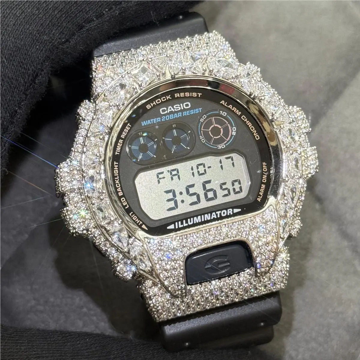 G-shock DW6900 Custom Medley CZ Iced Out Watch Silver by Casio