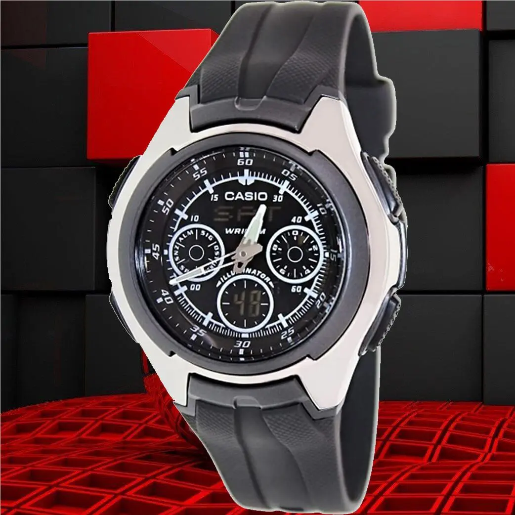 AQ163W-1B1 Mens World Time Yacht Timer Analog Digital 5 Alarms Watch by Casio