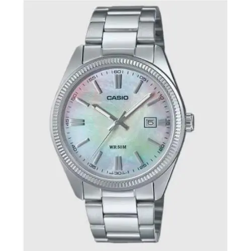 Casio MTP-1302DS-7A Mens 50M WR Watch Stainless Steel Mother of Pearl