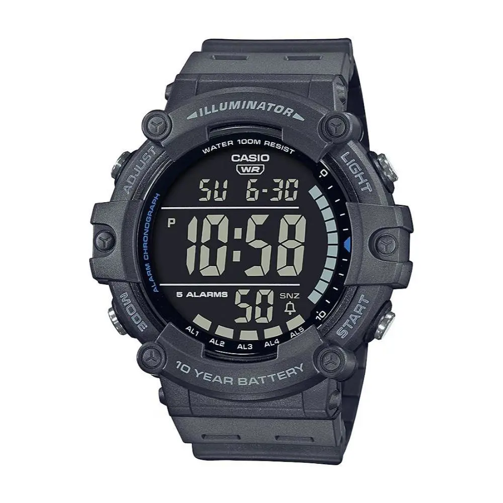 Casio Men`s Wide Face Black Digital Grey Resin Strap Watch Model AE1500WH-8AV
