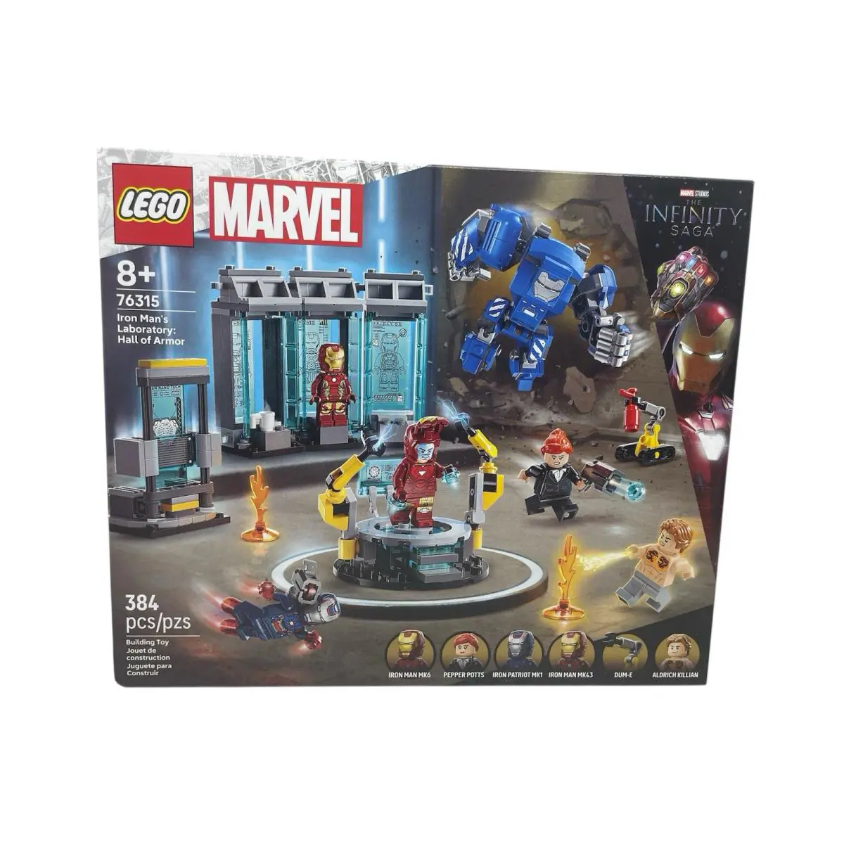 Lego 76315 Marvel Iron Man`s Laboratory Hall of Armor 384 Pcs