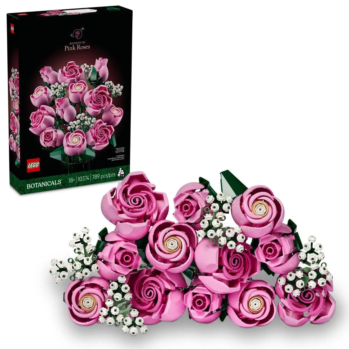 Lego Botanicals Bouquet of Pink Roses Set 10374 Anniversary Valentine - Multicolor