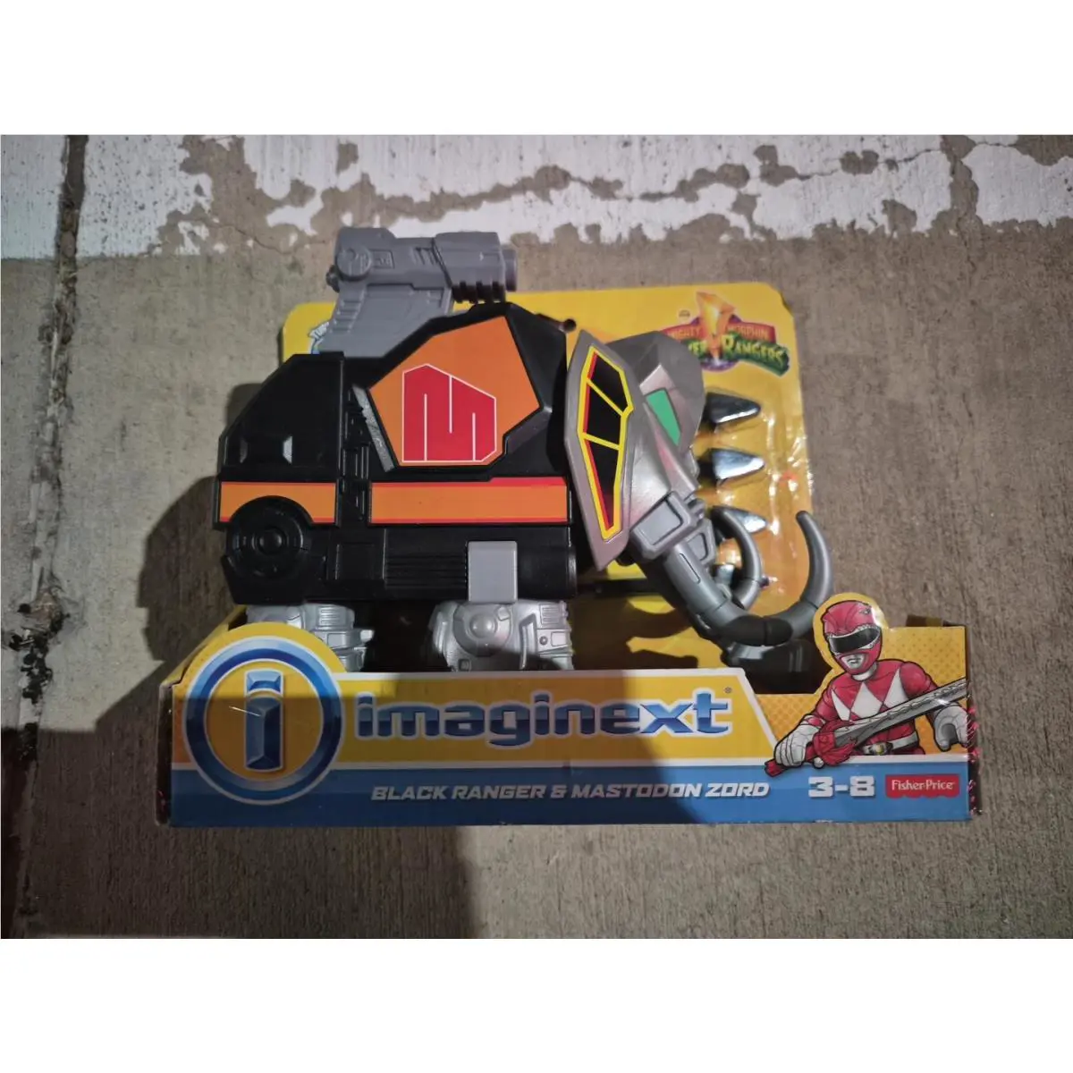 Fisher Price Imaginext Power Rangers Black Ranger Mastodon Zord Toy