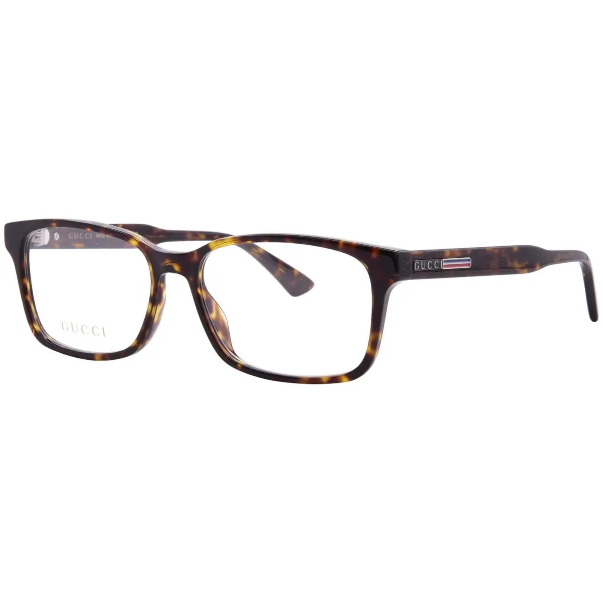 Gucci Web GG0826O 005 Eyeglasses Men`s Havana Full Rim Rectangle Shape 55mm