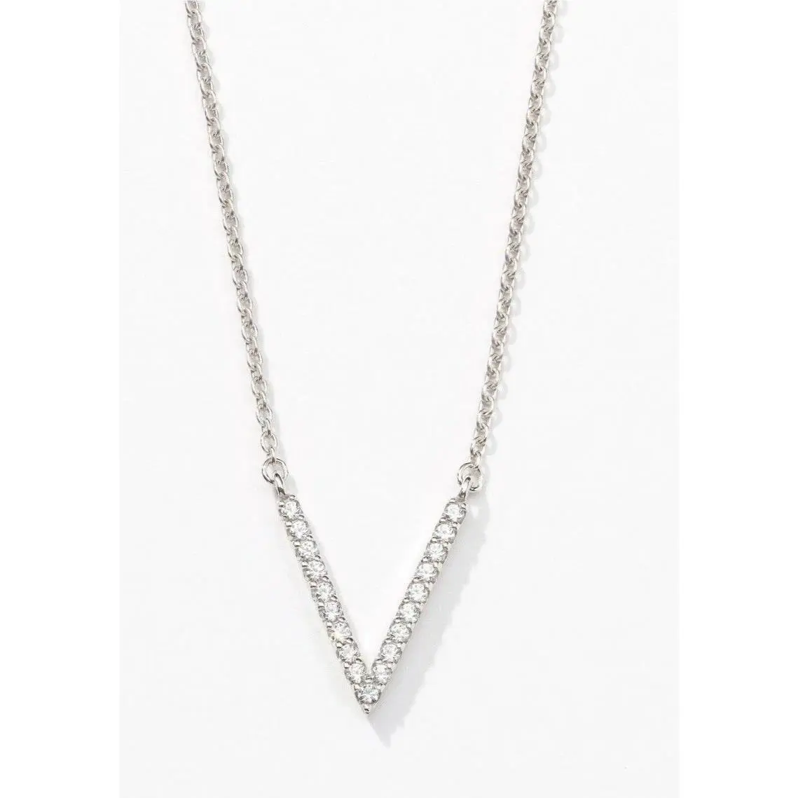 Touchstone Crystal Swarovski Tiny V Necklace 925 Sterling Silver