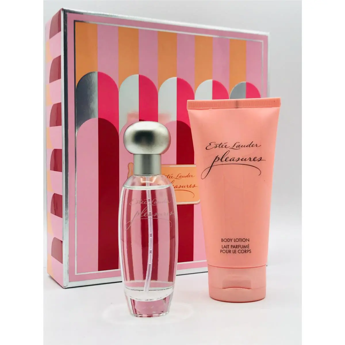 Estee Lauder Pleasures 2pc Set Parfum Spray 1.0 oz Body Lotion 2.5 oz