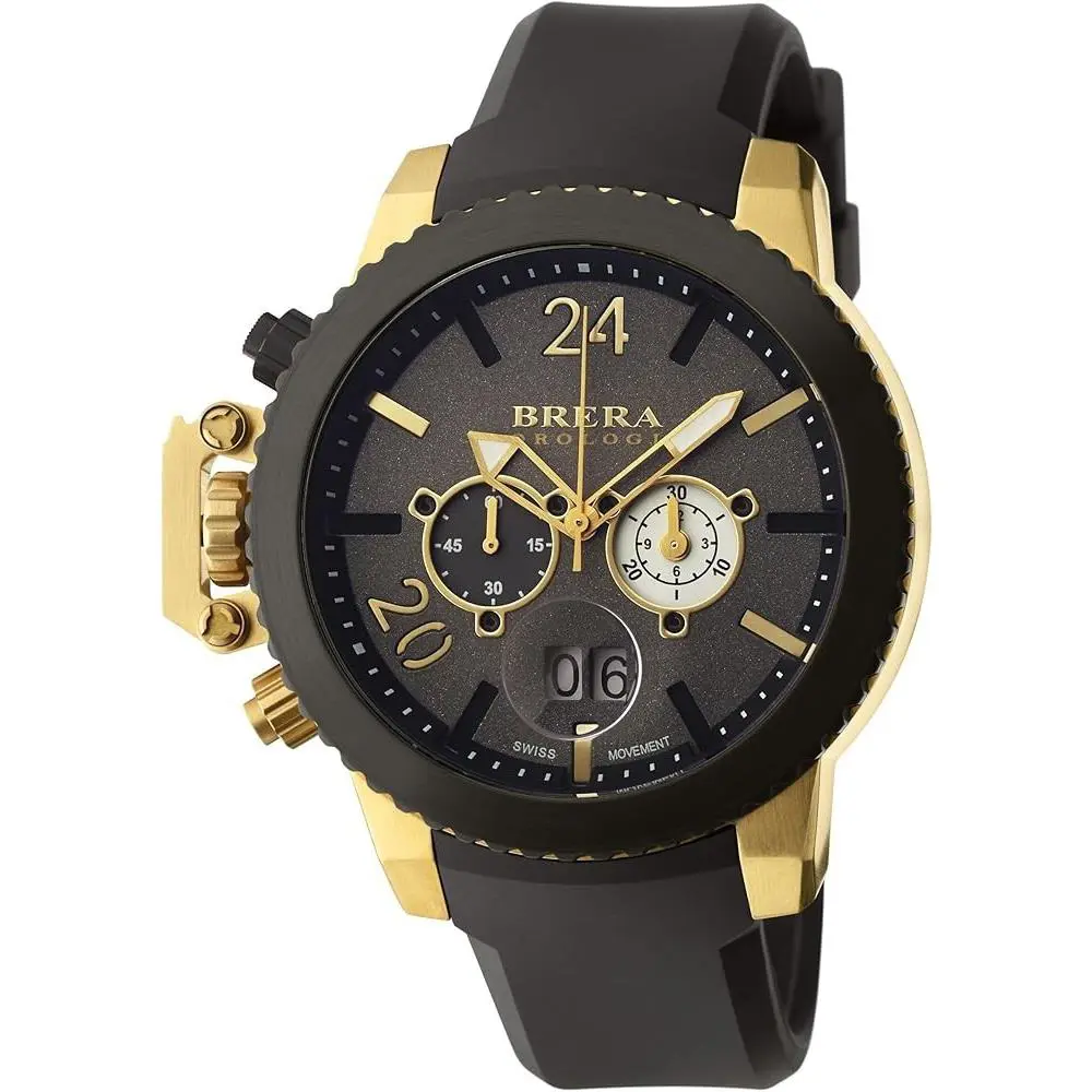 Brera Orologi Militaire 2.0 Chrono/date Gold Ip/black Mens Watch BRML2C4802