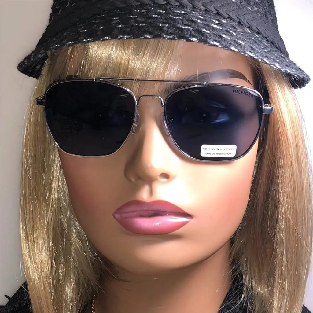 Tommy Hilfiger Silver Black Aviator Sunglasses