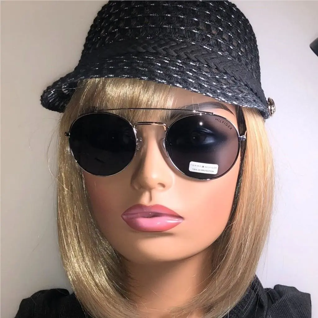 Tommy Hilfiger Silver Black Round Aviator Sunglasses