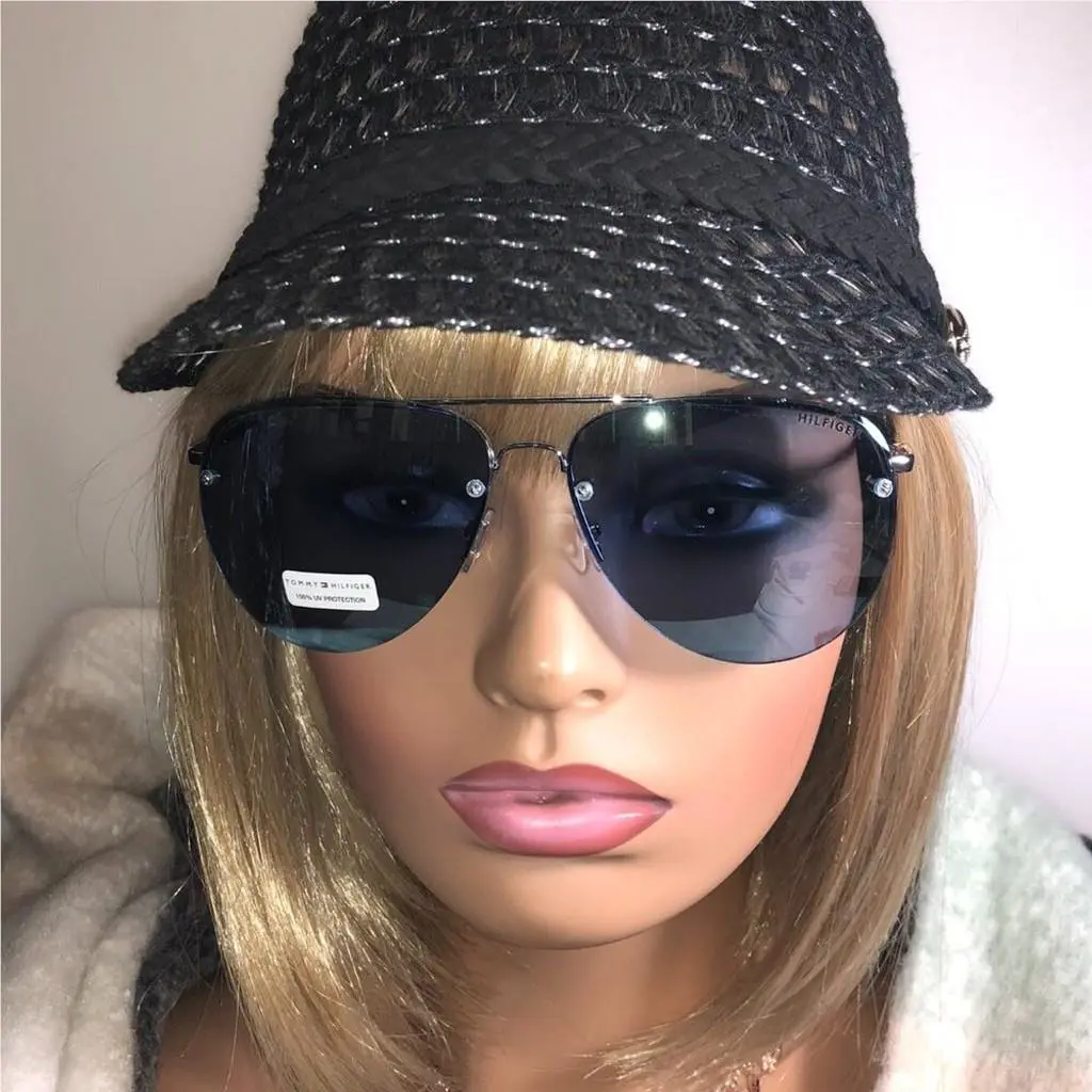 Tommy Hilfiger Silver Black Aviator Sunglasses