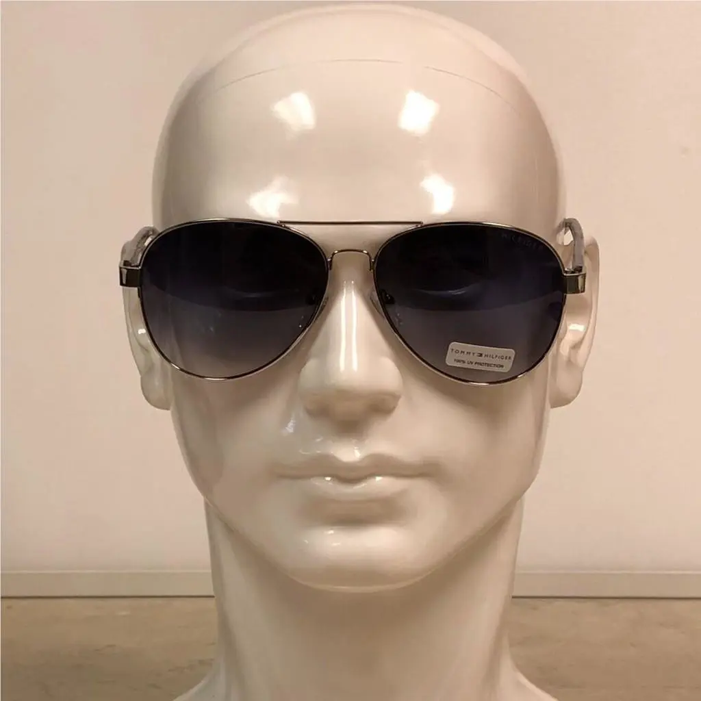 Tommy Hilfiger Silver Black Patterned Aviator Sunglasses