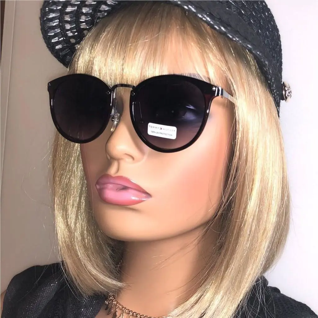 Tommy Hilfiger Red Plaid Rounded Cat-eye Sunglasses