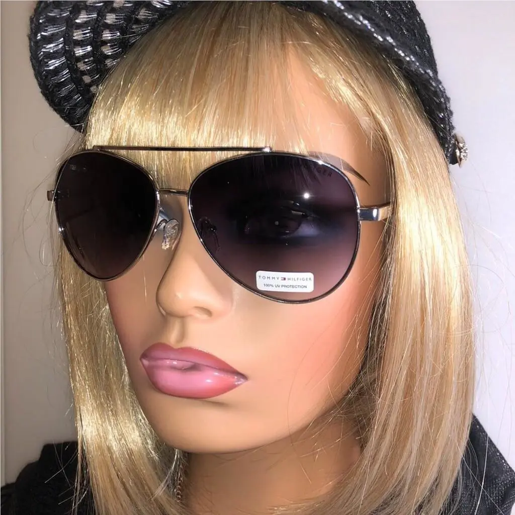 Tommy Hilfiger Silver Black Texturized Aviator Sunglasses
