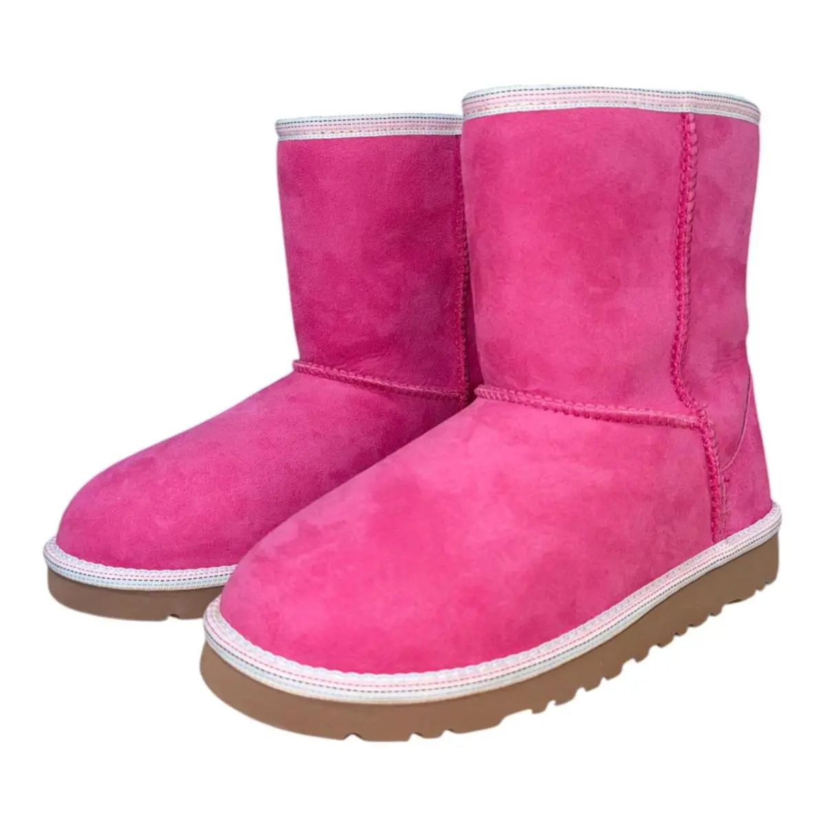 Girl`s Ugg Classic Short Weave Shearling Lined Winter Boots - Pink