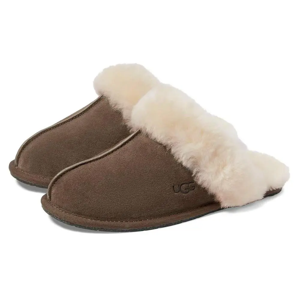 Ugg Scuffette II Espresso Slipper Sheepskin Wool Women`s Shoes and Box