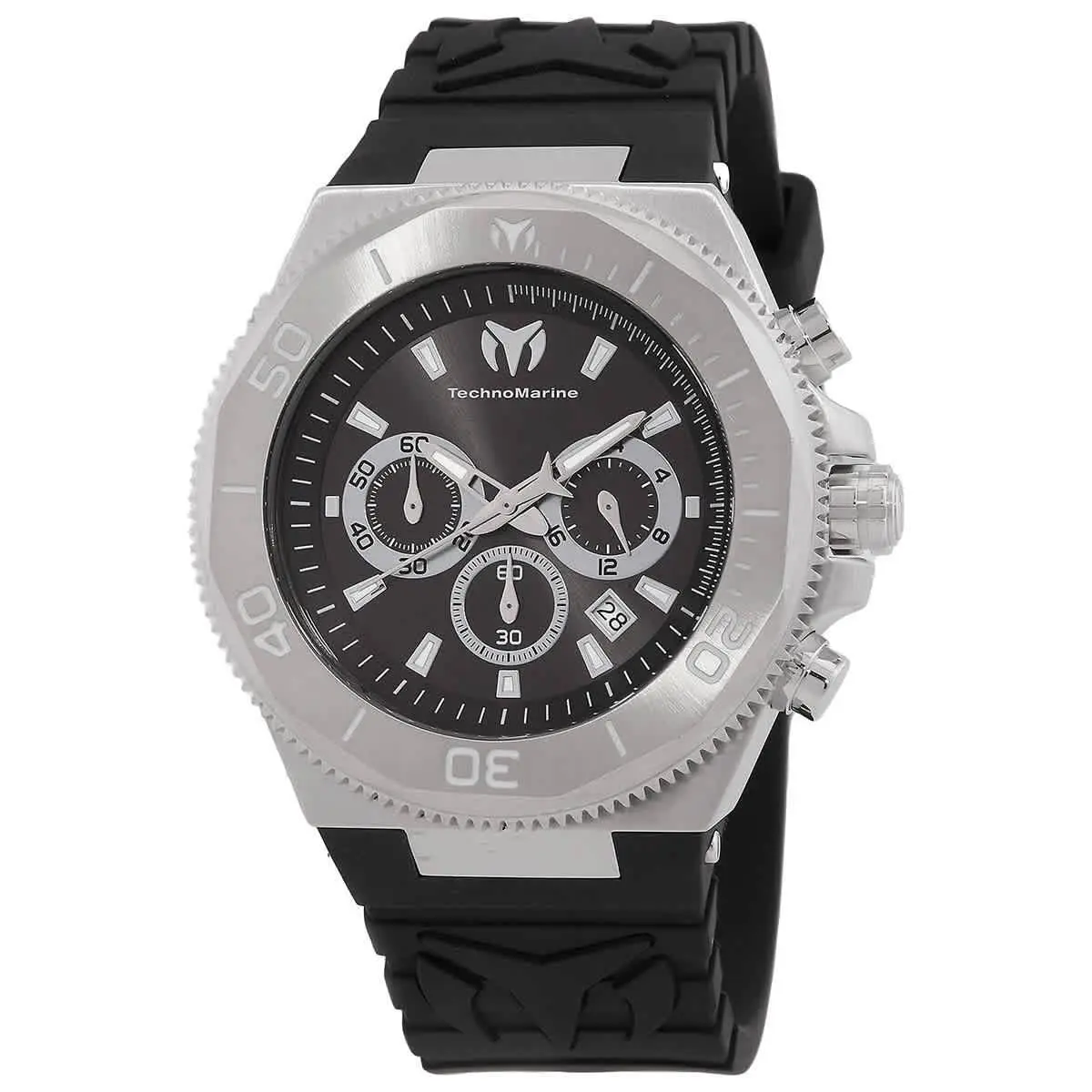 Technomarine Manta Ocean Chronograph Quartz Black Dial Men`s Watch TM-224012 - Dial: Black, Band: Black, Bezel: Silver-tone