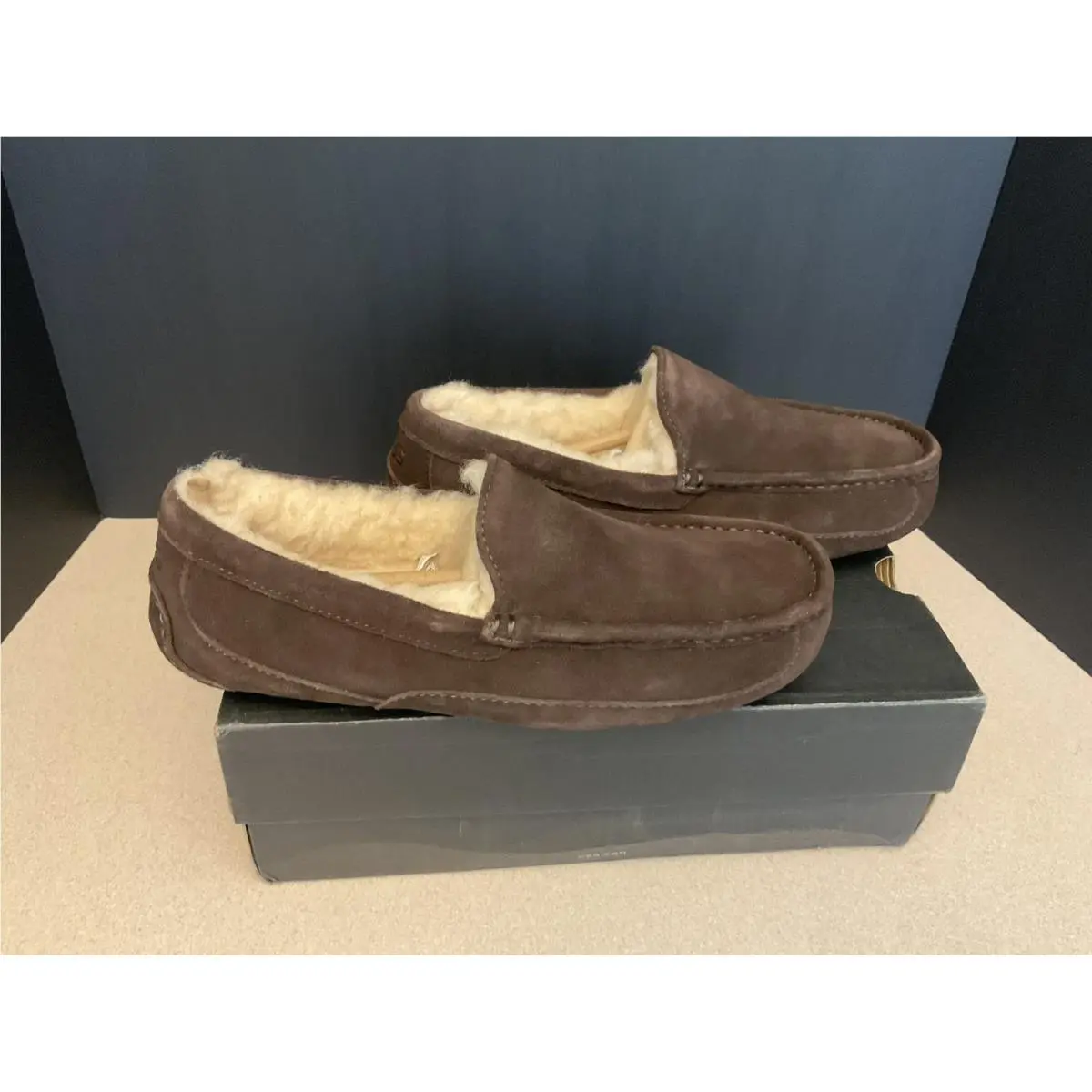 Mens Ugg Ascot Chestnut Suede Fur Slippers. Size 8. Nice Shoes