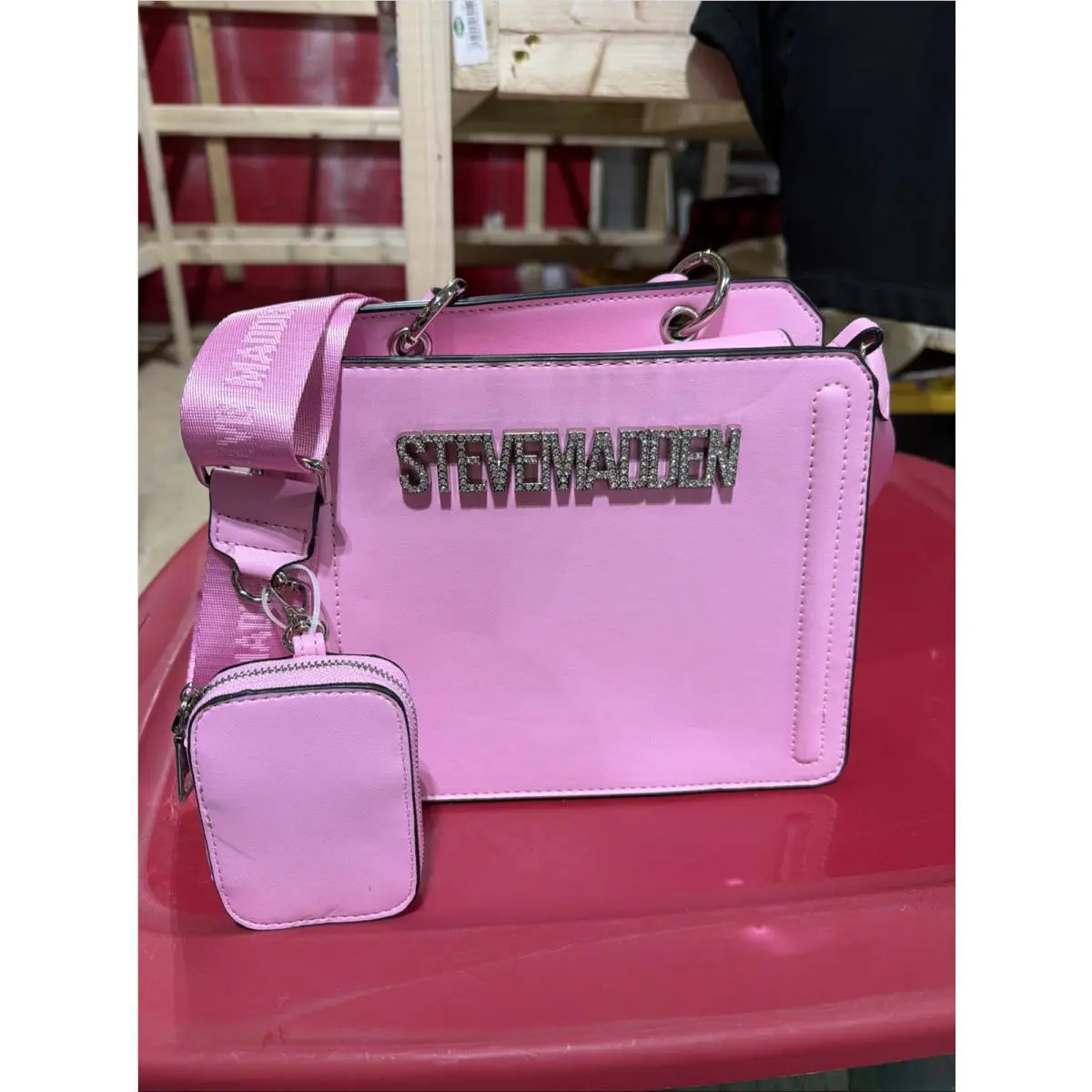 Steve Madden Bevelyn-g Satchel Crossbody W/rhinestones Pink Viral