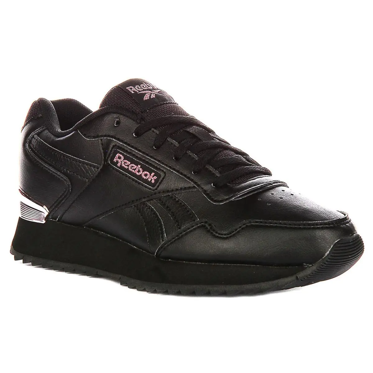 Reebok Glide Ripple Vibrant Leather Lace Up Womens Sneaker In Black Pink 6 - 11 - Black Pink