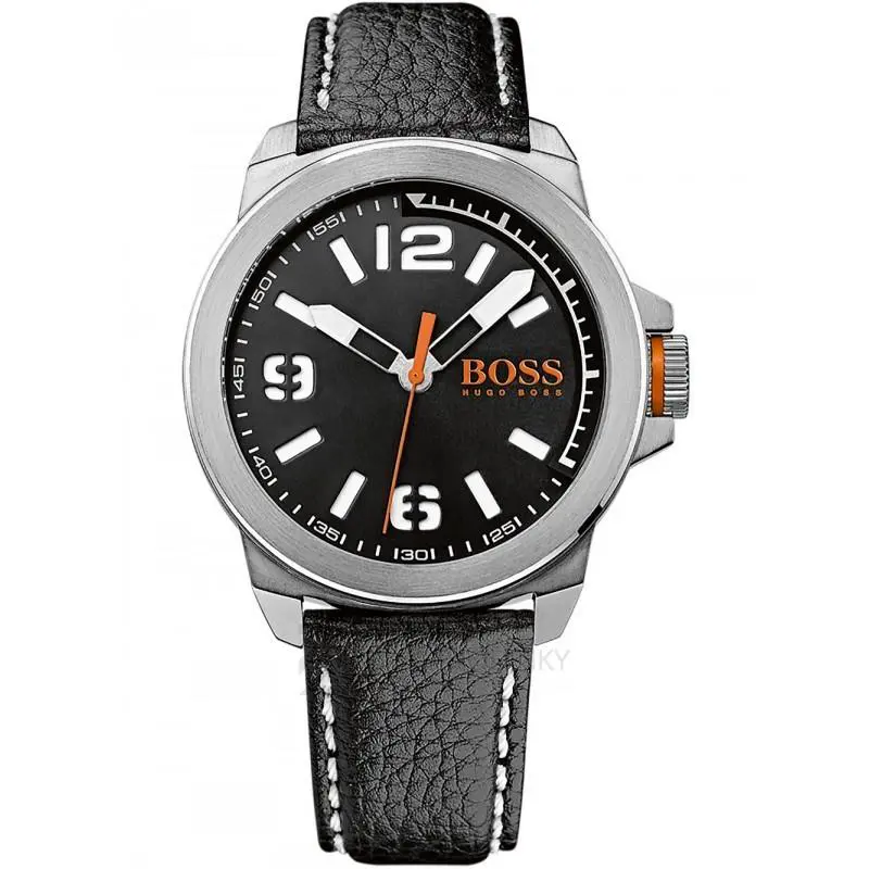 York Black Leather 1513151 by Hugo Boss
