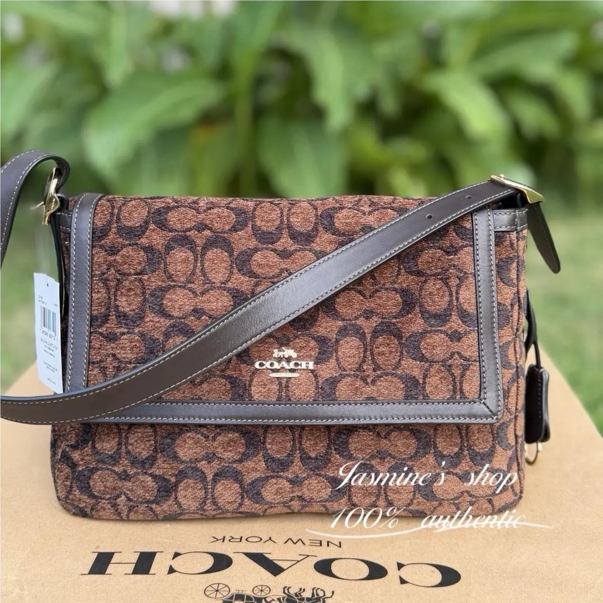 Coach Etta Flap Shoulder Bag in Signature Chenille CCE58 Truffle