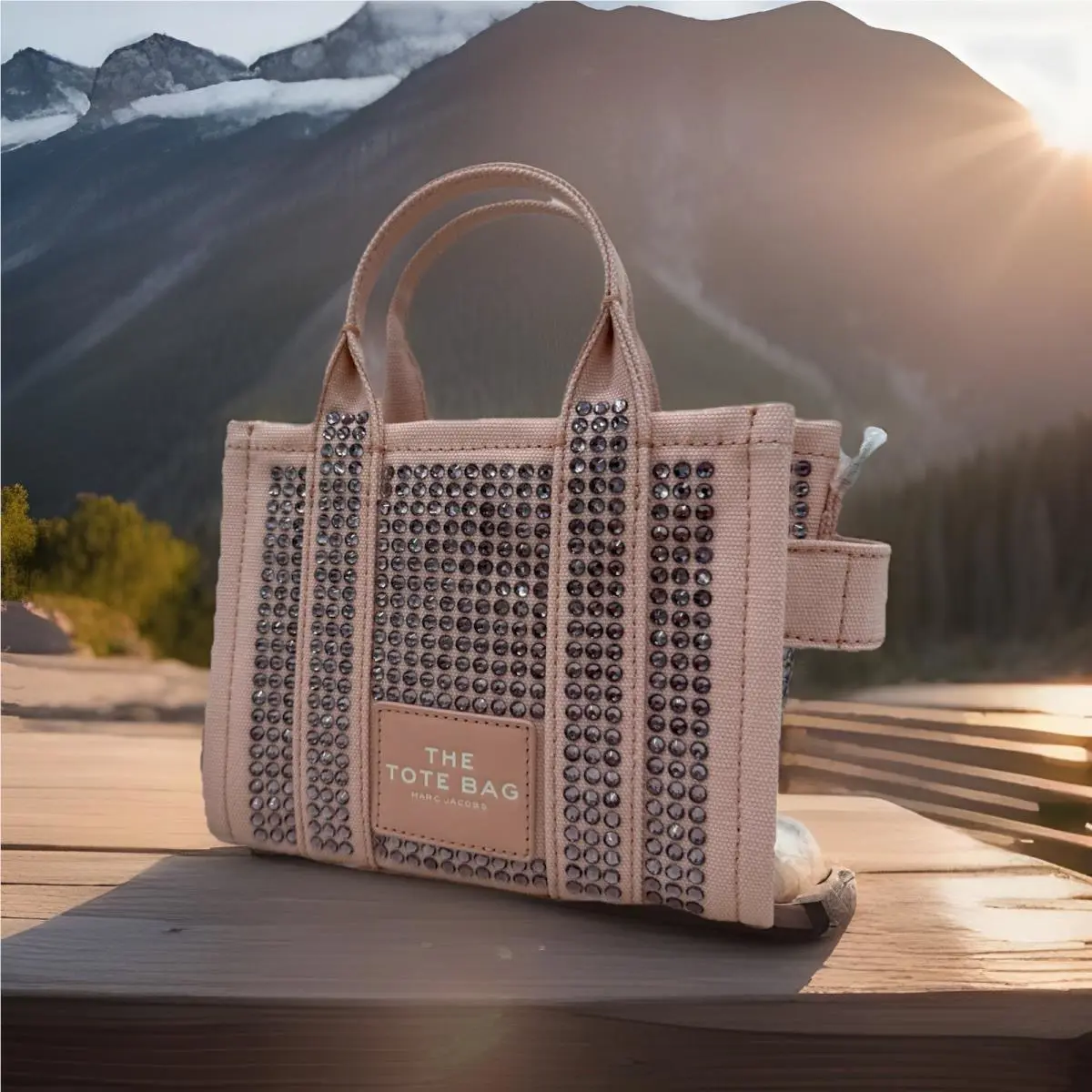 Marc Jacobs The Crystal Cotton Mini Crossbody Tote In Rose Crystal